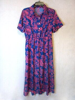 Blue/pink retro style dress Size large